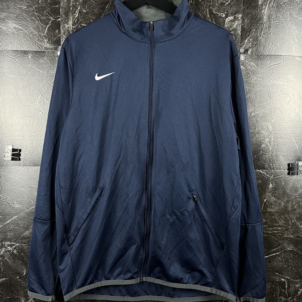 Nike Men's Blue Running Track Quarter Jacket Large -Flaws